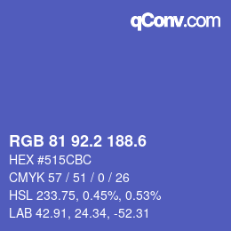 カラーコード: RGB 81 92.2 188.6 | qconv.com