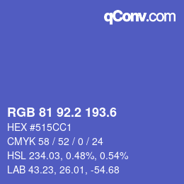 カラーコード: RGB 81 92.2 193.6 | qconv.com