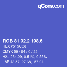 カラーコード: RGB 81 92.2 198.6 | qconv.com