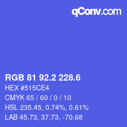 カラーコード: RGB 81 92.2 228.6 | qconv.com