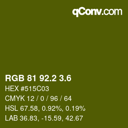 カラーコード: RGB 81 92.2 3.6 | qconv.com
