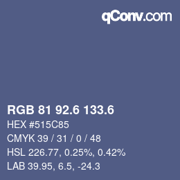 カラーコード: RGB 81 92.6 133.6 | qconv.com