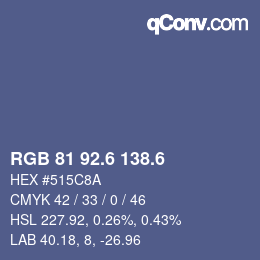 カラーコード: RGB 81 92.6 138.6 | qconv.com