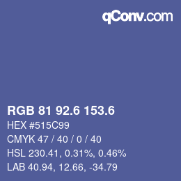 カラーコード: RGB 81 92.6 153.6 | qconv.com