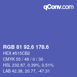 カラーコード: RGB 81 92.6 178.6 | qconv.com