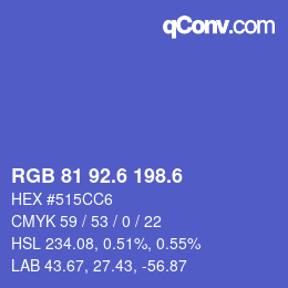 カラーコード: RGB 81 92.6 198.6 | qconv.com