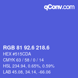 カラーコード: RGB 81 92.6 218.6 | qconv.com