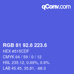 カラーコード: RGB 81 92.6 223.6 | qconv.com