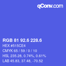 カラーコード: RGB 81 92.6 228.6 | qconv.com