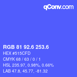 カラーコード: RGB 81 92.6 253.6 | qconv.com