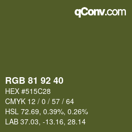 カラーコード: RGB 81 92 40 | qconv.com