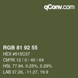 カラーコード: RGB 81 92 55 | qconv.com