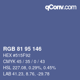 Color code: RGB 81 95 146 | qconv.com