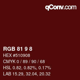 カラーコード: RGB 81 9 8 | qconv.com