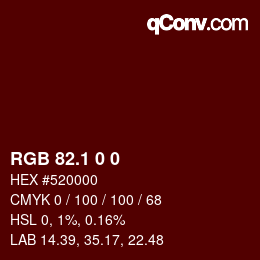 Color code: RGB 82.1 0 0 | qconv.com