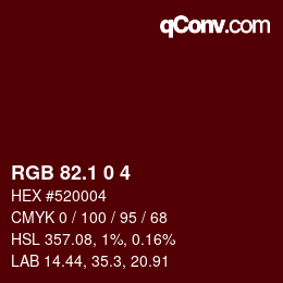 カラーコード: RGB 82.1 0 4 | qconv.com