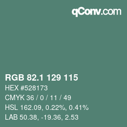 Color code: RGB 82.1 129 115 | qconv.com
