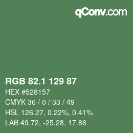 Color code: RGB 82.1 129 87 | qconv.com