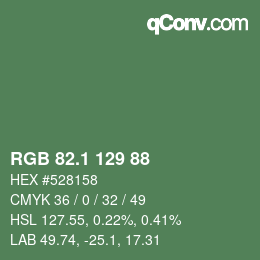 カラーコード: RGB 82.1 129 88 | qconv.com