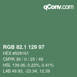 Color code: RGB 82.1 129 97 | qconv.com