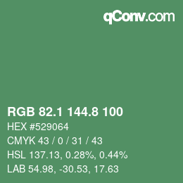 カラーコード: RGB 82.1 144.8 100 | qconv.com