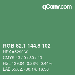 カラーコード: RGB 82.1 144.8 102 | qconv.com