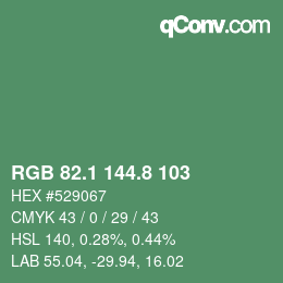 カラーコード: RGB 82.1 144.8 103 | qconv.com