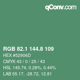 カラーコード: RGB 82.1 144.8 109 | qconv.com