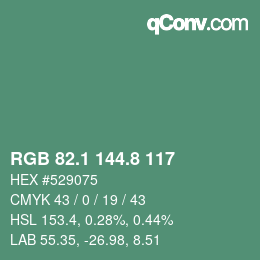 カラーコード: RGB 82.1 144.8 117 | qconv.com
