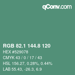 Color code: RGB 82.1 144.8 120 | qconv.com