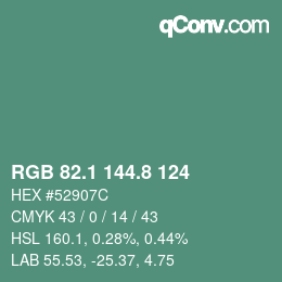 カラーコード: RGB 82.1 144.8 124 | qconv.com