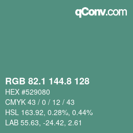 カラーコード: RGB 82.1 144.8 128 | qconv.com