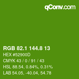 カラーコード: RGB 82.1 144.8 13 | qconv.com