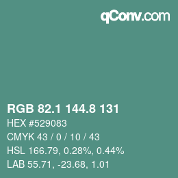 Color code: RGB 82.1 144.8 131 | qconv.com