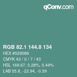 Color code: RGB 82.1 144.8 134 | qconv.com