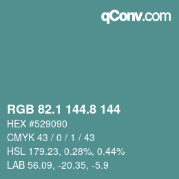 Farbcode: RGB 82.1 144.8 144 | qconv.com