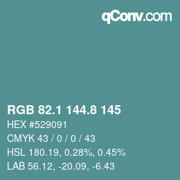 カラーコード: RGB 82.1 144.8 145 | qconv.com