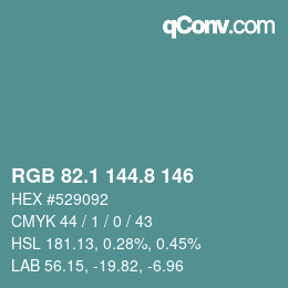 Color code: RGB 82.1 144.8 146 | qconv.com