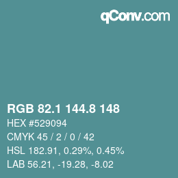 Color code: RGB 82.1 144.8 148 | qconv.com