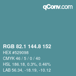 カラーコード: RGB 82.1 144.8 152 | qconv.com