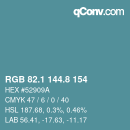 Color code: RGB 82.1 144.8 154 | qconv.com