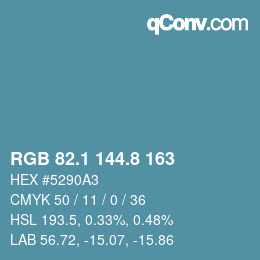 Farbcode: RGB 82.1 144.8 163 | qconv.com