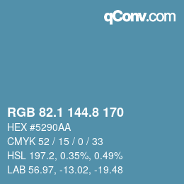 カラーコード: RGB 82.1 144.8 170 | qconv.com