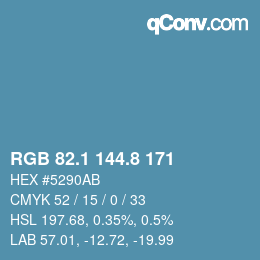 カラーコード: RGB 82.1 144.8 171 | qconv.com
