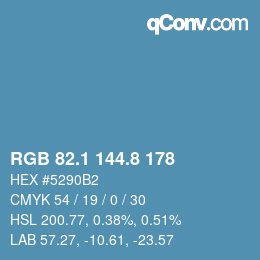 カラーコード: RGB 82.1 144.8 178 | qconv.com