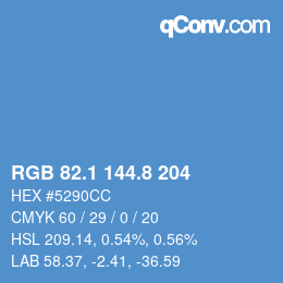 カラーコード: RGB 82.1 144.8 204 | qconv.com