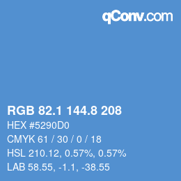 カラーコード: RGB 82.1 144.8 208 | qconv.com