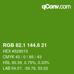 カラーコード: RGB 82.1 144.8 21 | qconv.com