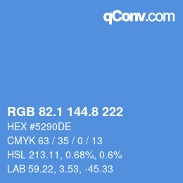 カラーコード: RGB 82.1 144.8 222 | qconv.com