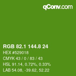 カラーコード: RGB 82.1 144.8 24 | qconv.com